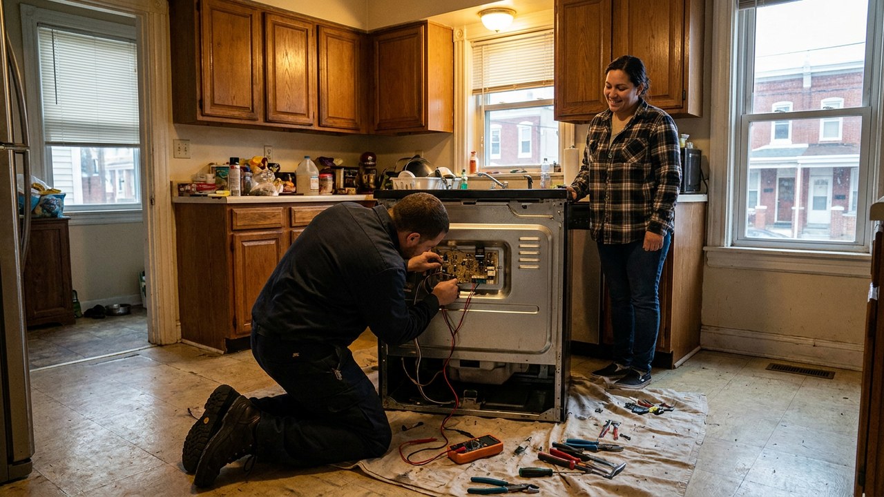 Oven and stove repair in Camden New Jersey Camden County appliance technician residential kitchen Ray